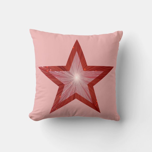Red Star 'Text' throw pillow square pale pink (Front)