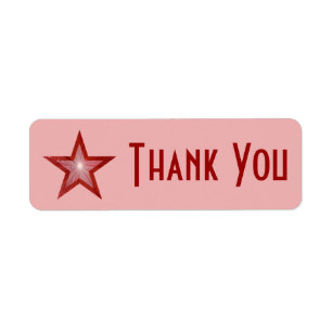 Red Star 'Thank you' label small red Return Address Label