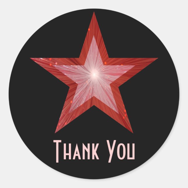 Red Star "Thank You" round sticker black (Front)