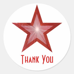 Red Star "Thank You" round sticker white