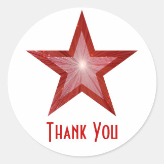 Red Star "Thank You" round sticker white