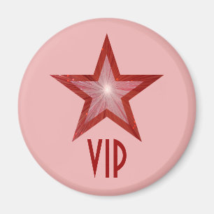 Red Star 'VIP' fridge magnet round pink