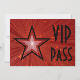 Red Star 'VIP PASS' horizontal black back Invitation
