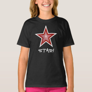Red Star White 'STAR!' girl's t-shirt black