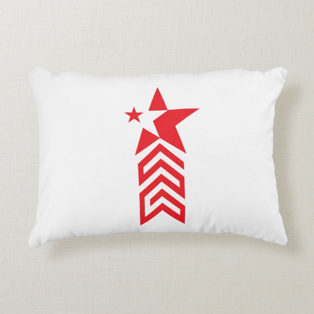 Red Star with Chevron Arrows Decorative Cushion (Front)