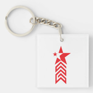 Red Star with Chevron Arrows Key Ring