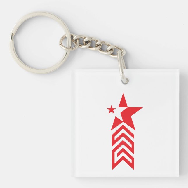 Red Star with Chevron Arrows Key Ring (Front)