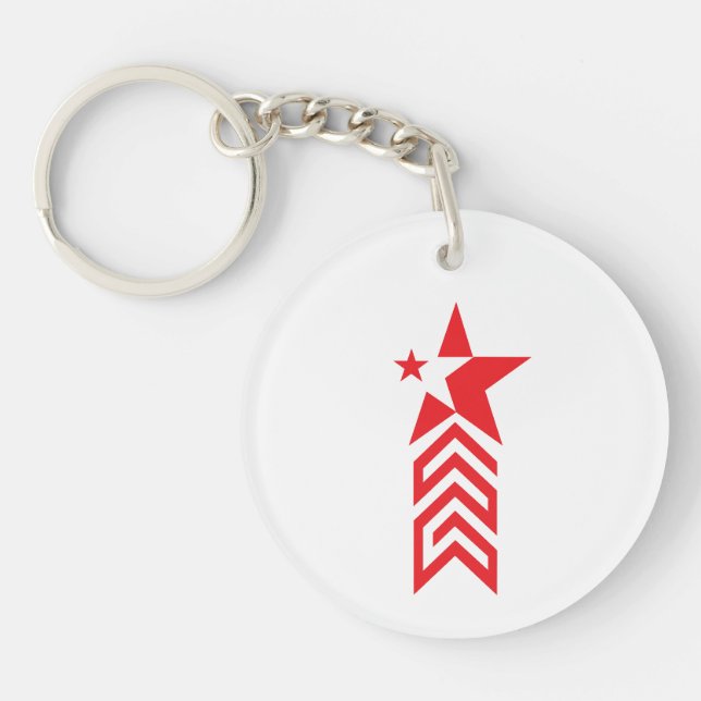 Red Star with Chevron Arrows Key Ring (Front)