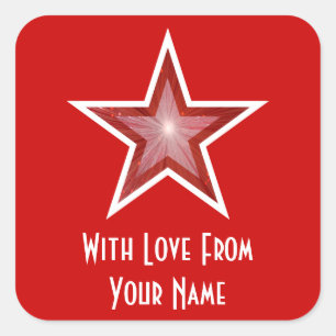 Red Star 'With Love From'' square red Sticker
