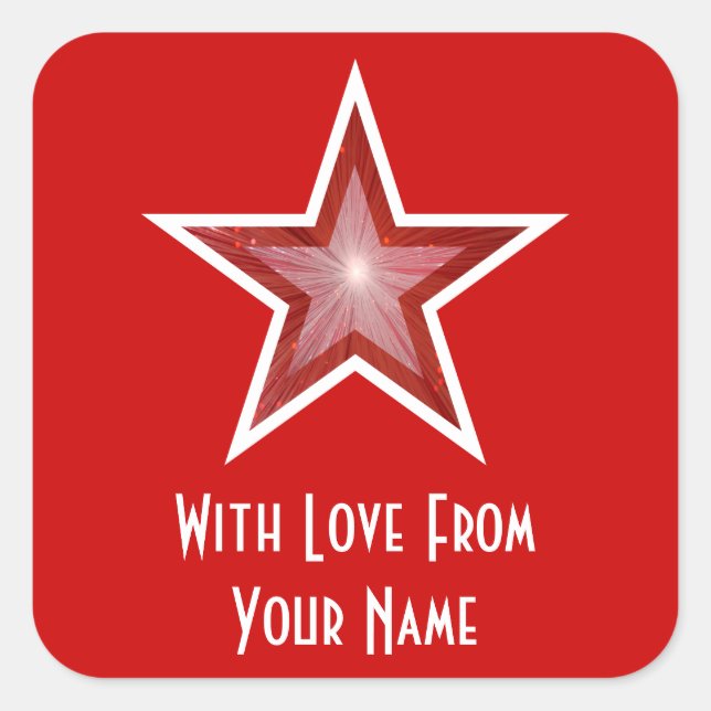 Red Star 'With Love From'' square red Sticker (Front)