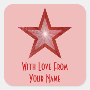 Red Star 'With Love From'' square sticker