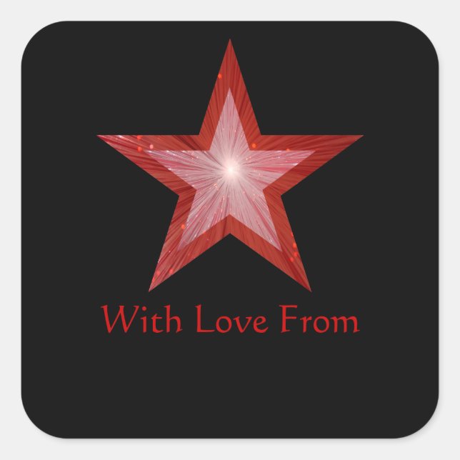 Red Star 'With Love From'' square sticker black (Front)