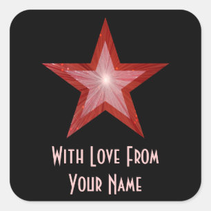Red Star 'With Love From'' square sticker black