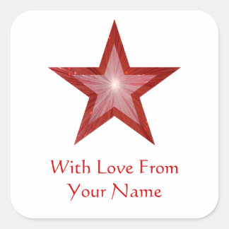Red Star 'With Love From'' square sticker white