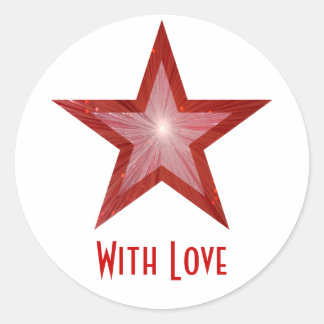 Red Star 'With Love'' round sticker white