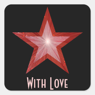Red Star 'With Love'' square sticker black