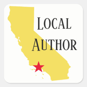 Red Star Yellow California Local Author Square Sticker