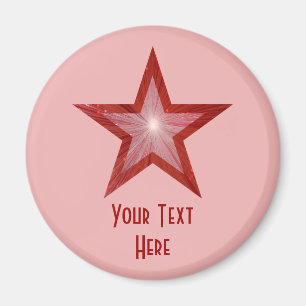 Red Star 'Your Text' fridge magnet pink