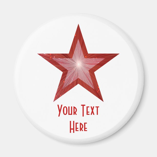 Red Star 'Your Text' fridge magnet white (Front)
