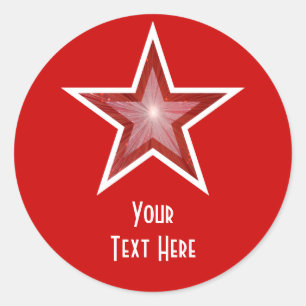 Red Star 'Your Text' round sticker red