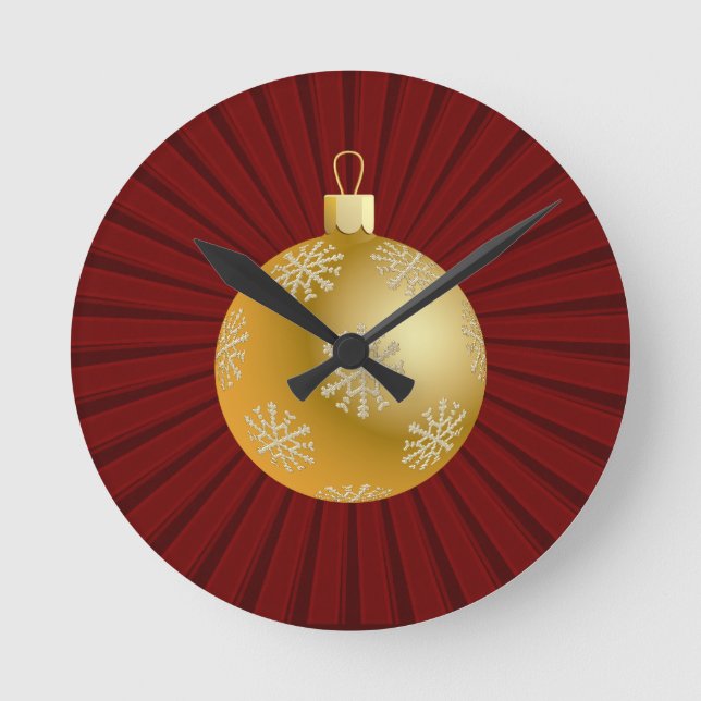 Red Starburst Stripes Ornament Wall Clock (Front)