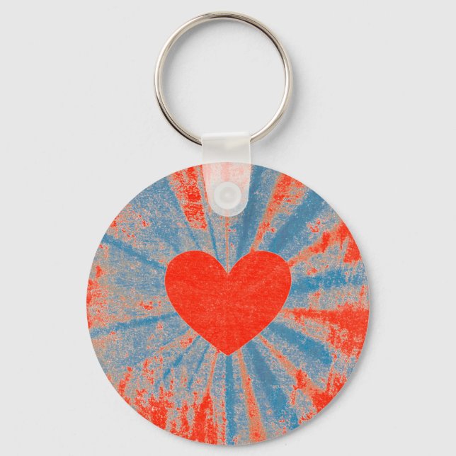 Red starburst valentine heart key ring (Front)