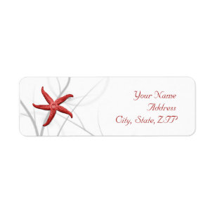 Red Starfish and Silver Coral Return Address Label