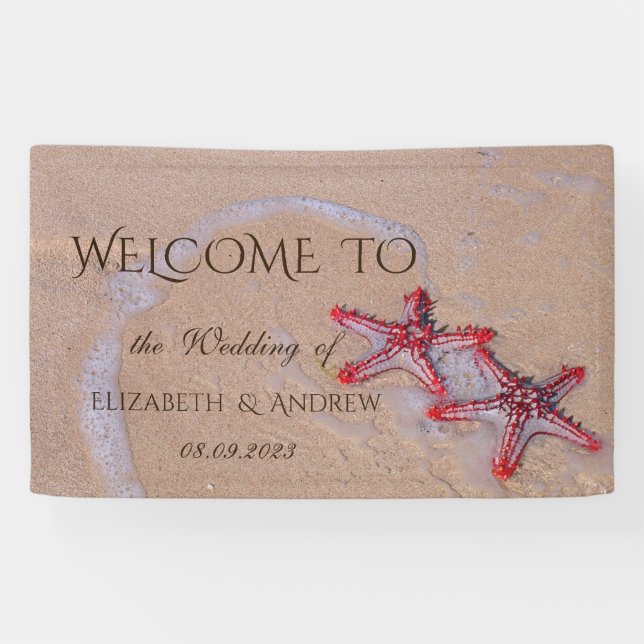 Red Starfish Beach Wedding Banner (Horizontal)