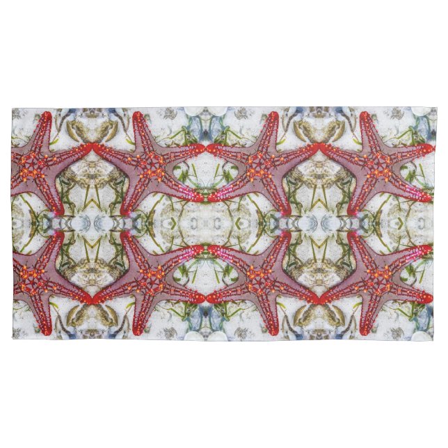 Red starfish large pattern pillowcase (Front)