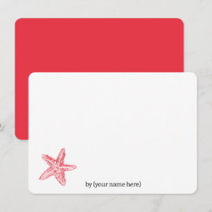 Red starfish sea coastal ocean all occasion blank card