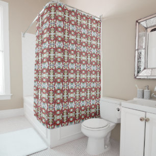 Red starfish small pattern shower curtain