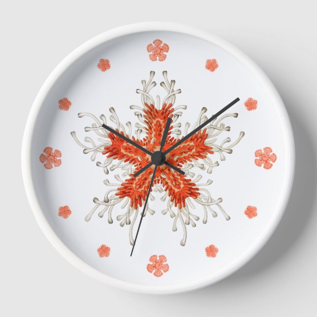 Red starfish vintage style Wall Clock (Front)
