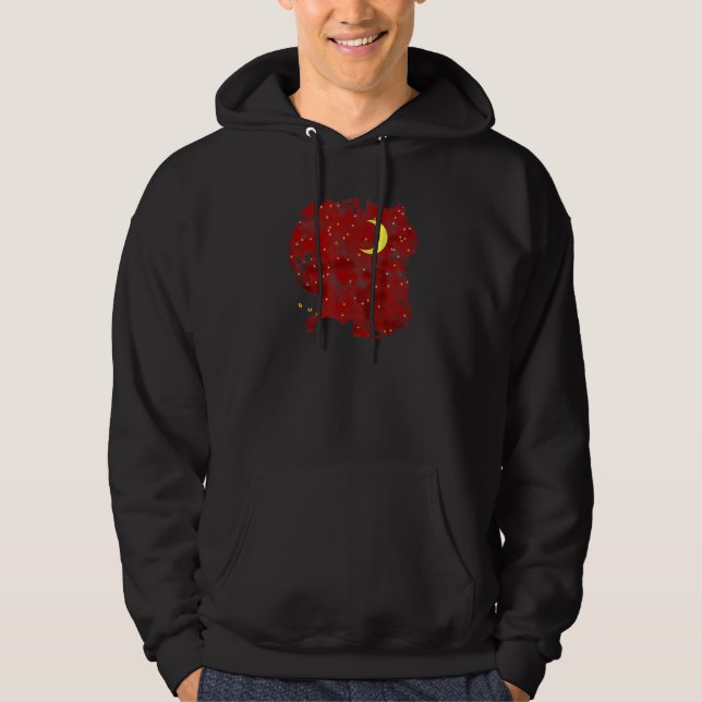 Red Starry sky a cat and the moon - sweet dreams g Hoodie (Front)