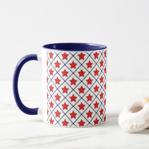 Red Stars Dotted lines Mug
