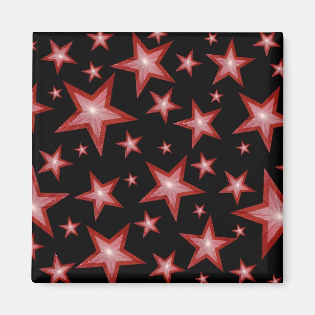 Red Stars fridge magnet square black (Front)