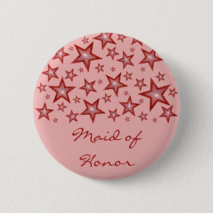 Red Stars 'Maid of Honour' button pink