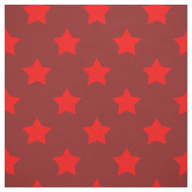 Red Stars Maroon Background Textile Fabric (Swatch)