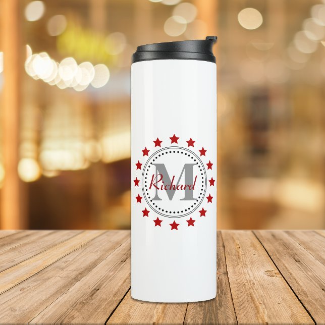 Red Stars Monogram Thermal Tumbler (Creator Uploaded)