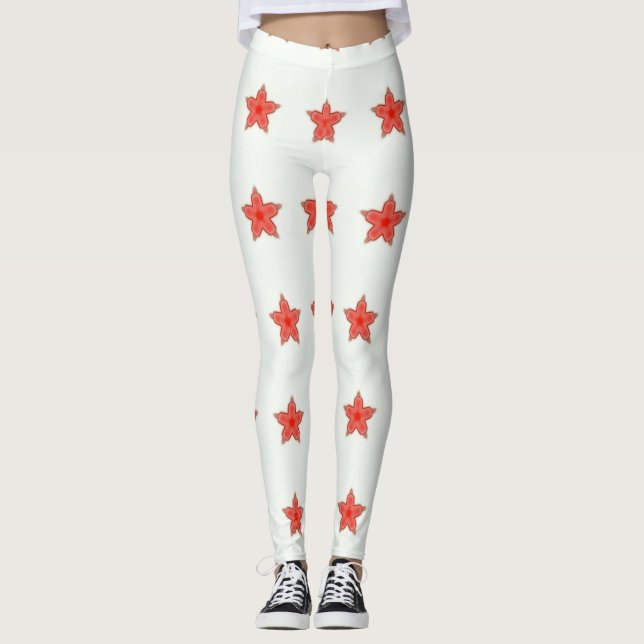 red stars on white leggings (Front)