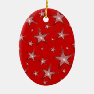 Red Stars ornament oval red