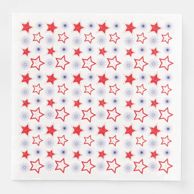 Red Stars Paper Napkins (Front)
