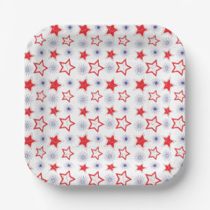 Red Stars Paper Plate
