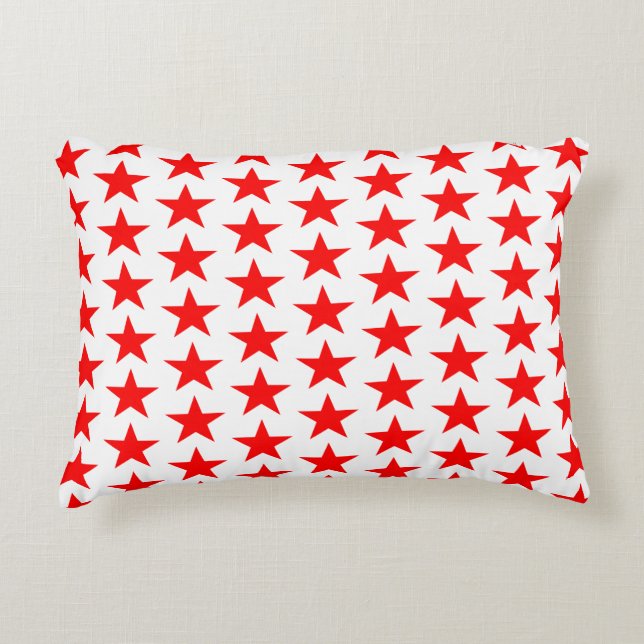 Red Stars Pattern Decorative Cushion (Front)