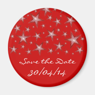 Red Stars 'Save the Date' fridge magnet red