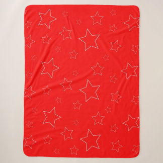 Red Stars Sherpa Blanket
