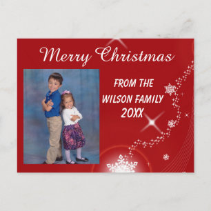 Red Stars/Snowflakes Christmas Post Card