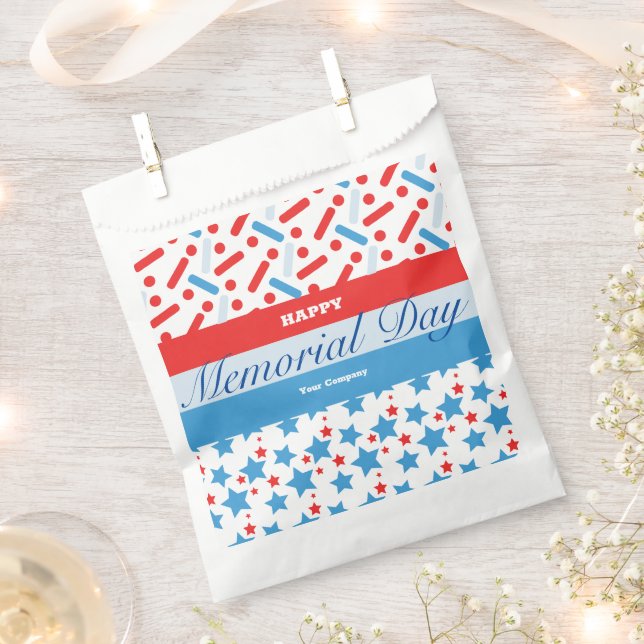 Red Stars Sprinkles Memorial Day Event Party Favour Bag (Clipped)