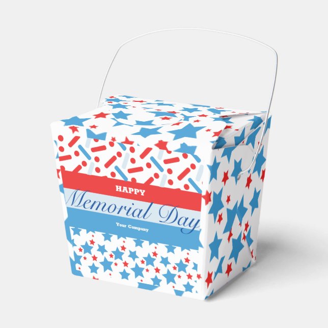 Red Stars Sprinkles Memorial Day Event Party Favour Box (Front Side)