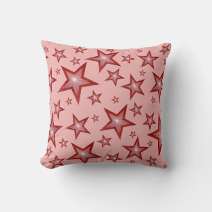 Red Stars 'Text' square pale pink Cushion