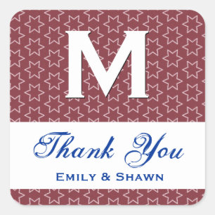 Red Stars Wedding THANK YOU S002 Square Sticker